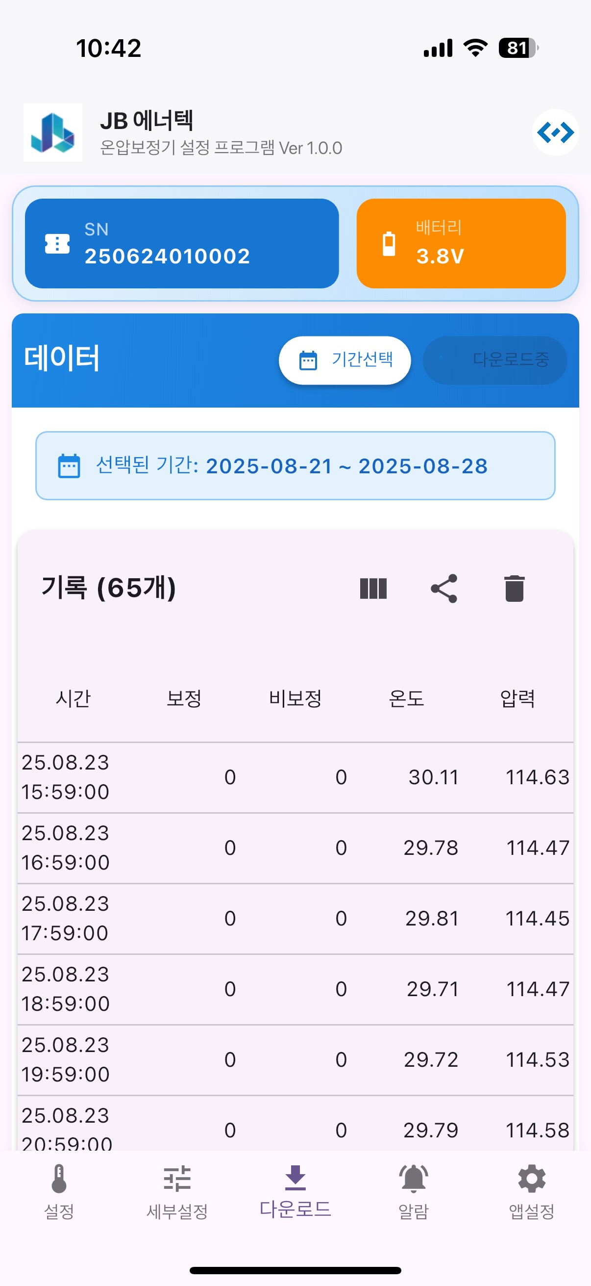 기간별 다운로드